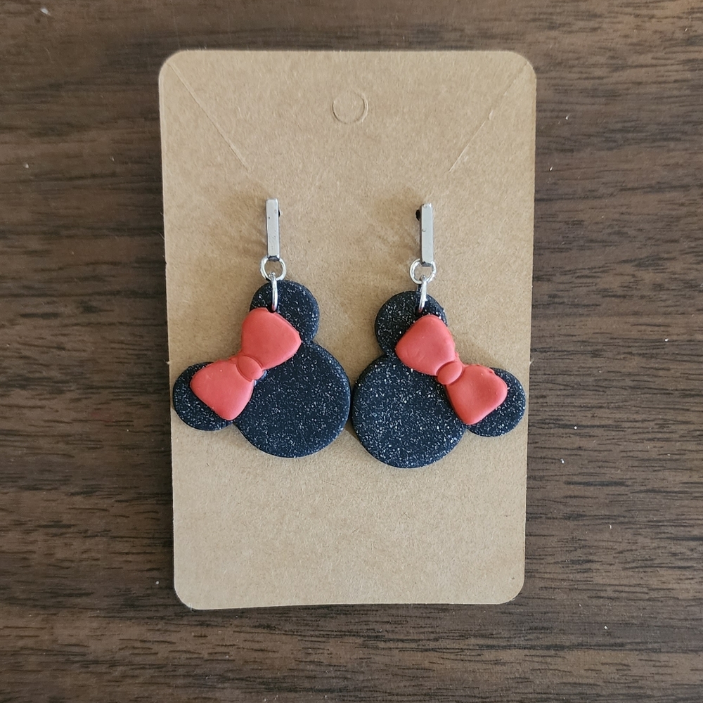 Mouse Clay Post Dangle Earrings - Picture 2 of 4
